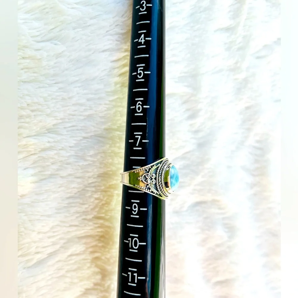 Big Chunky Larimar Ring size 8 - Picture 6 of 7